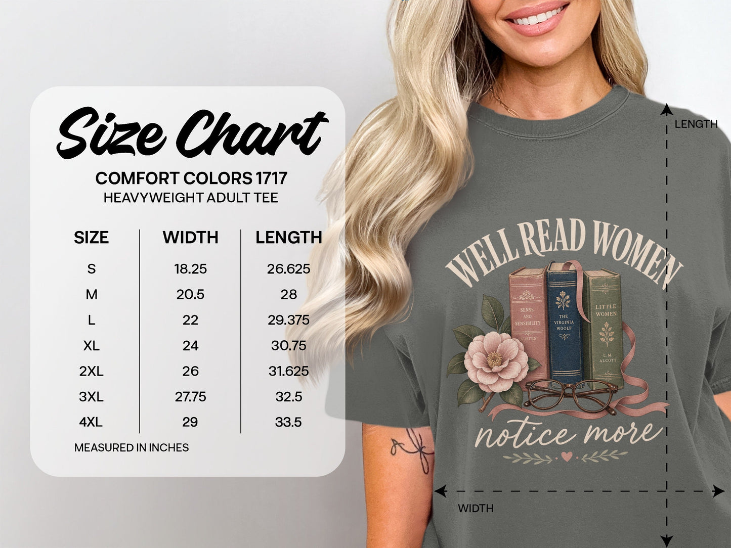 Well-Read Women Notice More size chart